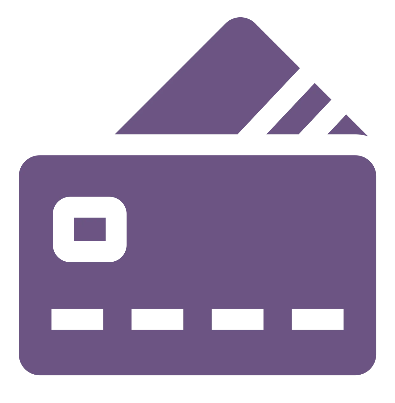 Icon of a purple wallet with a credit card partially inserted, perfect for highlighting financial industries or enhancing product pages.