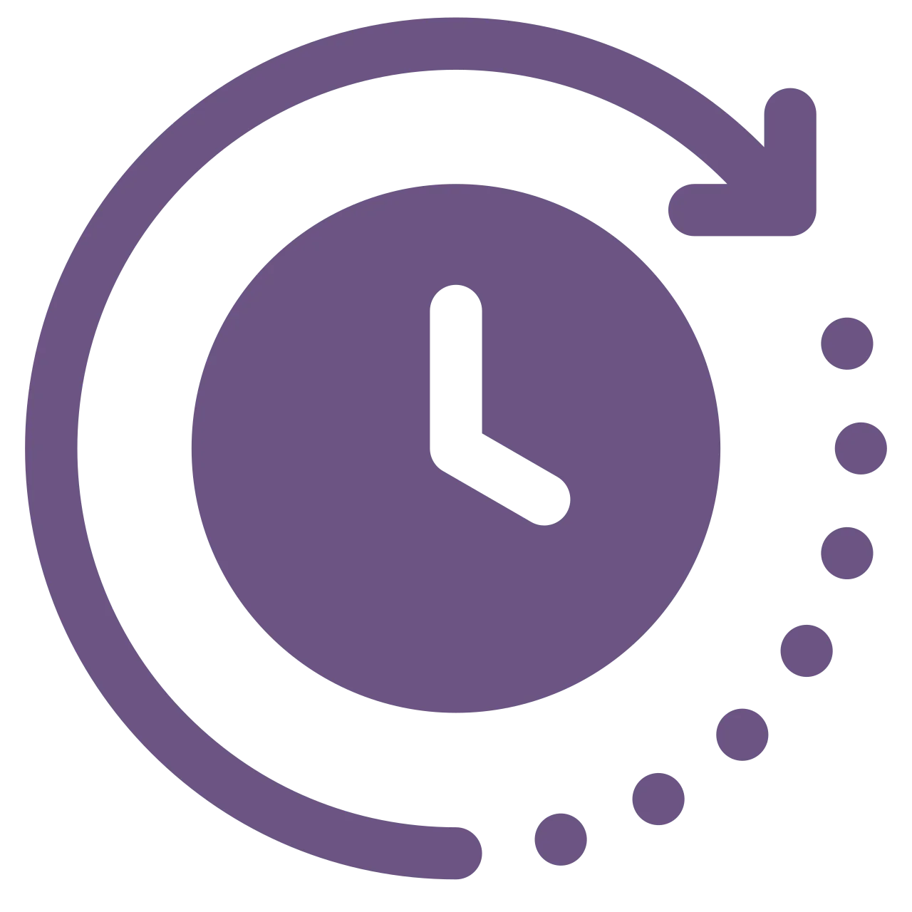 Experience the Deepvue magic with a purple clock icon, featuring an arrow circling clockwise and a dotted trail that enhances SEO on product pages.