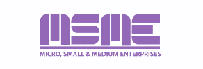 Logo of "Micro, Small & Medium Enterprises" in purple text, with "MSME" in large letters above the full name.